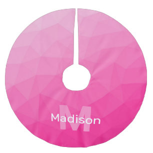 Saia Para Árvore De Natal De Poliéster Monograma de malha geométrica ombre rosa quente