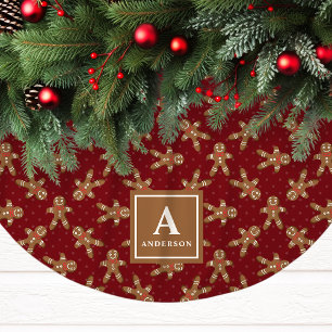 Saia Para Árvore De Natal De Poliéster Monograma de Natal do Homem de Biscoito de Gengibr