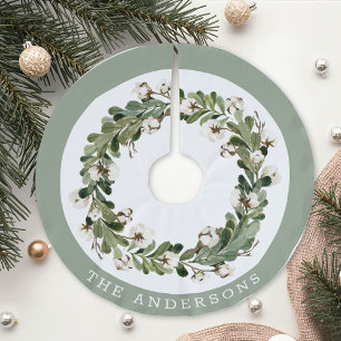 Saia Para Árvore De Natal De Poliéster Monograma do nome da família Wreath de algodão