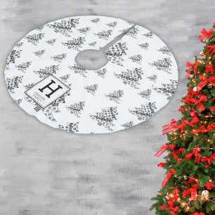 Saia Para Árvore De Natal De Poliéster Monograma do padrão de rabo das árvores de Natal