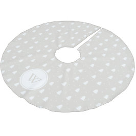 Saia Para Árvore De Natal De Poliéster Monograma personalizado de inverno branco/marfim