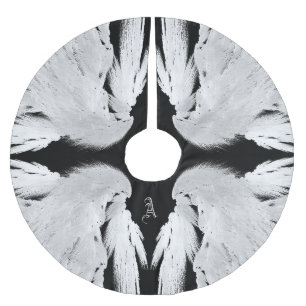 Saia Para Árvore De Natal De Poliéster Monograma Personalizado de Penas Tocadas de Cinzas