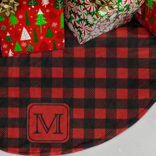 Saia Para Árvore De Natal De Poliéster Monograma Personalizado de Xadrez de Buffalo Verme