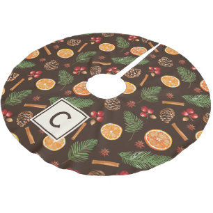 Saia Para Árvore De Natal De Poliéster Monograma Personalizado Natal Botânico Russo