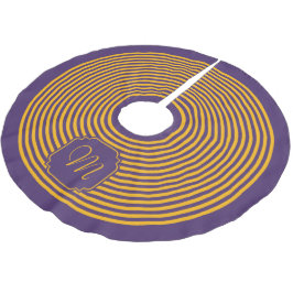 Saia Para Árvore De Natal De Poliéster Monograma Roxo e Amarelo Listrado