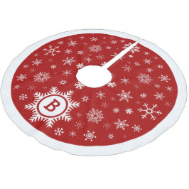 Saia Para Árvore De Natal De Poliéster Monograma Snowflake Árvore de Natal Camisa vermelh