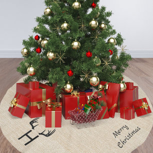 Saia Para Árvore De Natal De Poliéster Monogramas da família Beige Burlap