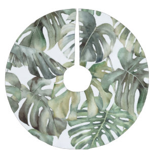 Saia Para Árvore De Natal De Poliéster Monstera Tropical Grande Padrão de Aquarela
