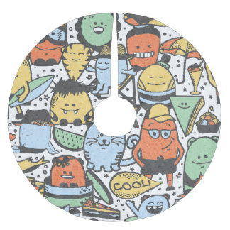 Saia Para Árvore De Natal De Poliéster Monstros de Verão, padrão incolor