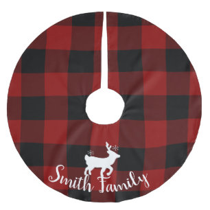 Saia Para Árvore De Natal De Poliéster Morador de Natal em Buffalo Xadrez Personalizado