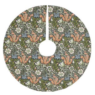 Saia Para Árvore De Natal De Poliéster Morris Fundo Preto 1896 Padrão Floral Compton