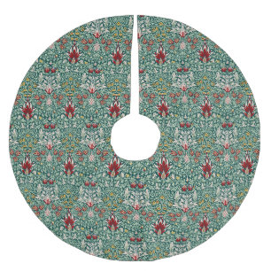 Saia Para Árvore De Natal De Poliéster Morris Snakeshead Clássico Floral Verde Botânico