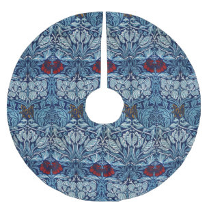 Saia Para Árvore De Natal De Poliéster Morris Vintage 1890 Padrão Tulipa & Rosa Azul