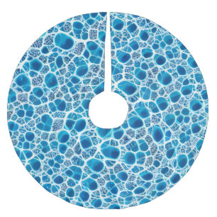Saia Para Árvore De Natal De Poliéster Mosaico Abstrato de gelo Azul e Branca Fantasia