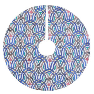 Saia Para Árvore De Natal De Poliéster Mosaico marroquino: design tradicional colorido.