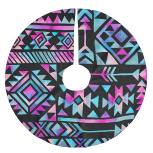 Saia Para Árvore De Natal De Poliéster Motivos tribais de aquarela, papel de parede étnic