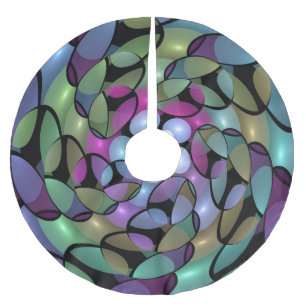 Saia Para Árvore De Natal De Poliéster Movimentos Coloridos Abstrato Trippy Fractal Art