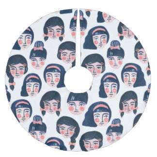 Saia Para Árvore De Natal De Poliéster Mulheres Whimsical: Cartoon Face Art