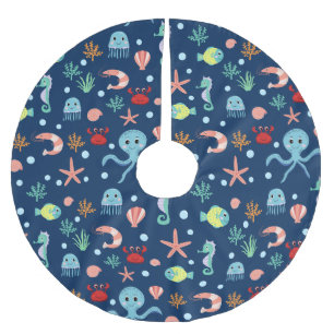 Saia Para Árvore De Natal De Poliéster Mundo do Mar