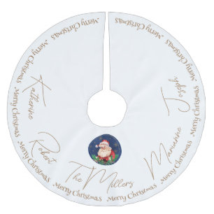 Saia Para Árvore De Natal De Poliéster Natais vintages clássicos de Papais noeis brancos 