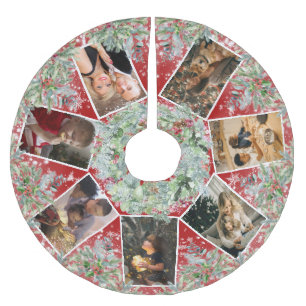 Saia Para Árvore De Natal De Poliéster Natais vintages Colagem de Fotos da Família Wreat