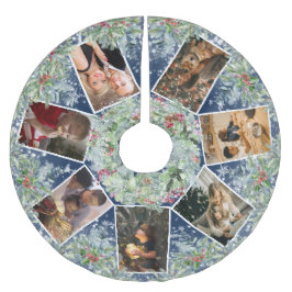 Saia Para Árvore De Natal De Poliéster Natais vintages Colagem de Fotos da Família Wreath