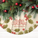 Saia Para Árvore De Natal De Poliéster Natais vintages Cores de Água Holly Deixa Monogram<br><div class="desc">Natais vintages A Watercolor Holly Deixa Uma Camisa De Poliéster Bruta Monograma. Estilo de vintagem bonitinha saia da árvore de Natal. Personalize este design com seu nome de família personalizado.</div>