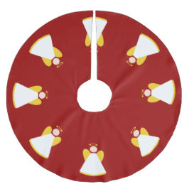 Saia Para Árvore De Natal De Poliéster Natal Anjos Vermelho Ouro Branco Natal