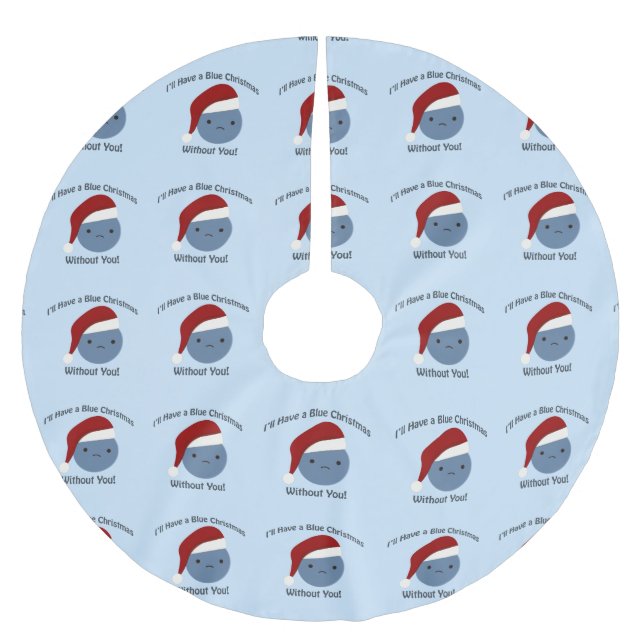 Saia Para Árvore De Natal De Poliéster Natal azul sem você! (Frente)