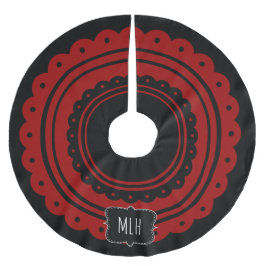Saia Para Árvore De Natal De Poliéster Natal Black Red Cotage Trim Family Inicial