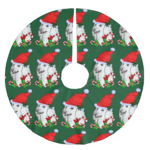 Saia Para Árvore De Natal De Poliéster Natal bonito da caniche do papai noel