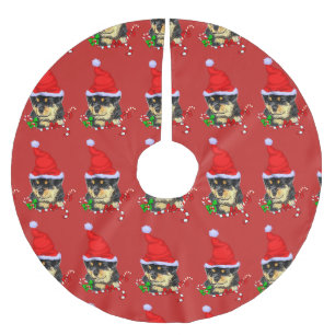 Saia Para Árvore De Natal De Poliéster Natal bonito de Rottweiler do filhote de cachorro