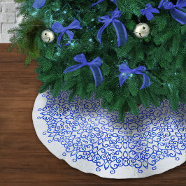 SAIA PARA ÁRVORE DE NATAL DE POLIÉSTER NATAL BRANCO E AZUL ELEGANTE DE NATAL BRANCO, CLAS