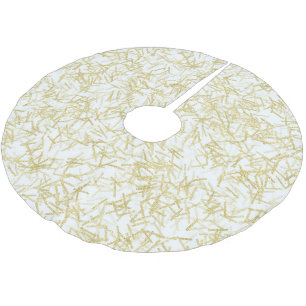 Saia Para Árvore De Natal De Poliéster Natal Brilho Glam Glitzy Dourado Branco