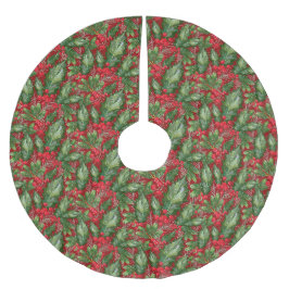 Saia Para Árvore De Natal De Poliéster Natal clássico da Holly da neve do inverno