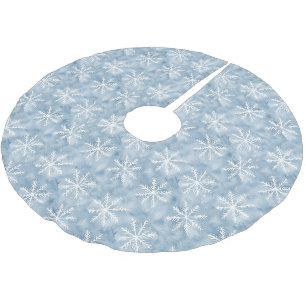 Saia Para Árvore De Natal De Poliéster Natal com Flocos de Neve Branco Azul