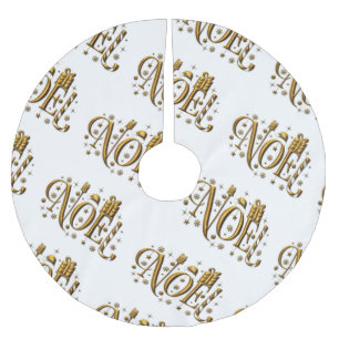Saia Para Árvore De Natal De Poliéster Natal contemporâneo branco e Dourado