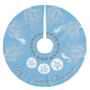 Saia Para Árvore De Natal De Poliéster Natal costeiro sob o mar azul