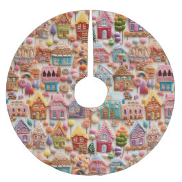 Saia Para Árvore De Natal De Poliéster Natal da Casa de Pão Gingerido