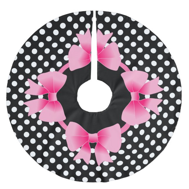 Saia Para Árvore De Natal De Poliéster Natal de Arco Rosa Elegante (Frente)