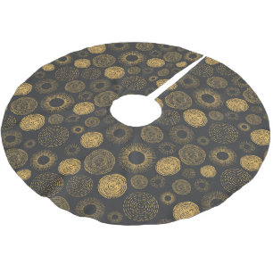 Saia Para Árvore De Natal De Poliéster Natal de Burst Sparkler Dourado de férias