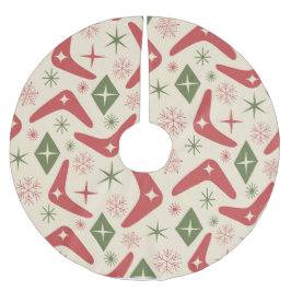 Saia Para Árvore De Natal De Poliéster Natal de Meados do Século com Boomerangs e Diamant