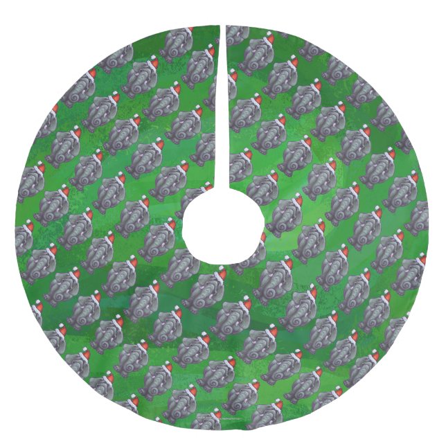 Saia Para Árvore De Natal De Poliéster Natal do elefante (Frente)