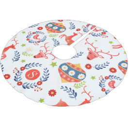 Saia Para Árvore De Natal De Poliéster Natal do Monograma de Arte Foliar Escandinava