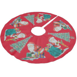 Saia Para Árvore De Natal De Poliéster natal e santas bonitinhas coloridas festivas