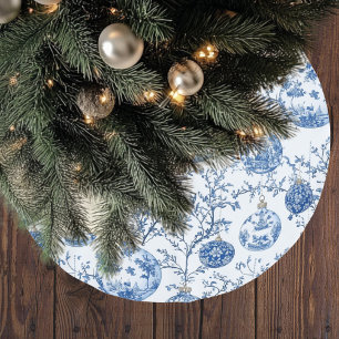 Saia Para Árvore De Natal De Poliéster Natal em Chinoiserie Azul