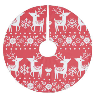Saia Para Árvore De Natal De Poliéster Natal escandinavo: Flocos de neve e veados