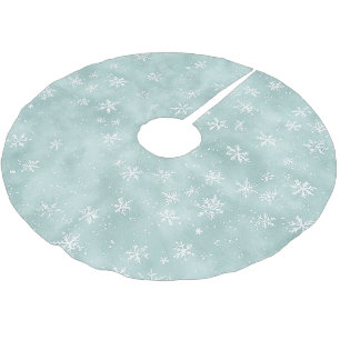 Saia Para Árvore De Natal De Poliéster Natal Flocos de Neve Azul Menta