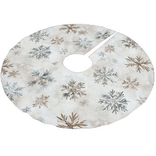 Saia Para Árvore De Natal De Poliéster Natal Flocos de Neve Marrom Azul Creme