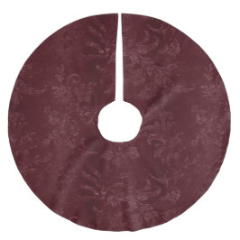Saia Para Árvore De Natal De Poliéster Natal Floral Burgundy Vermelho Intenso